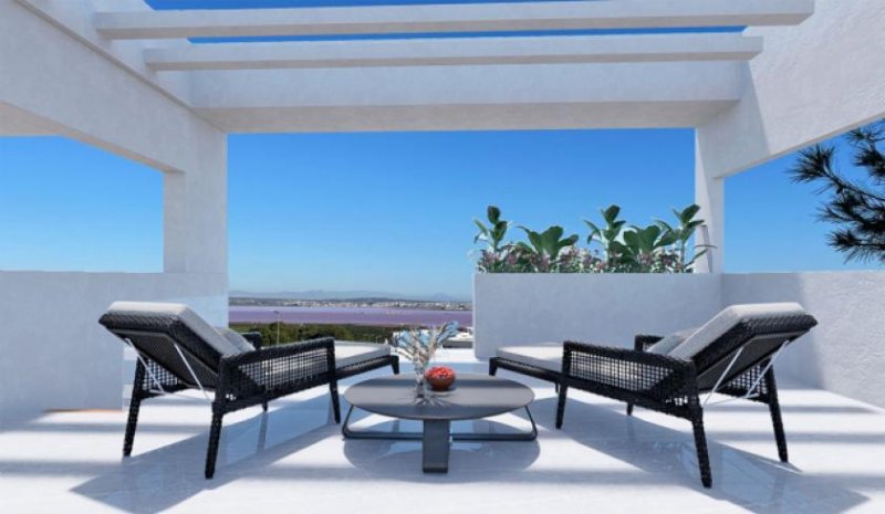 Torrevieja Obergeschoss-Wohnungen mit 2 Schlafzimmern, 2 Bädern, Dachterrasse, optionalem Tiefgaragenstellplatz und Gemeinschaftspool