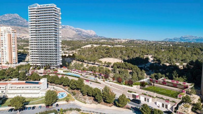 Benidorm Wohnungen mit 1 Schlafzimmer, 1 Bad, Klimaanlage, Fußbodenheizung in Bädern, Kfz-Stellplatz und Meerblick Wohnung kaufen