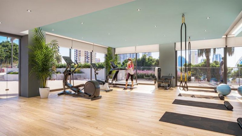 Benidorm Wohnungen mit 3 Schlafzimmern, 2 Bädern, Klimaanlage, Fußbodenheizung in Bädern, Kfz-Stellplatz und Meerblick nur 1 km vom