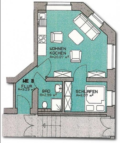 Zwickau Vermietete 1,5-Raum-Whg. in attraktiver Lage, Nähe Muldenpromenade! Wohnung kaufen