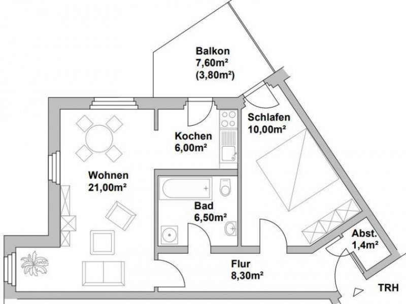 Chemnitz Große und vermietete 2-Zi. mit sonnigem Balkon, Lam., Wanne, SP, Aufzug und EBK in ruhiger Lage! Wohnung kaufen