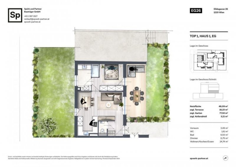 Wien, Donaustadt Charmante 2-Zimmer-Gartenwohnung mit Terrasse – Ihr Zuhause an der Alten Donau Wohnung kaufen