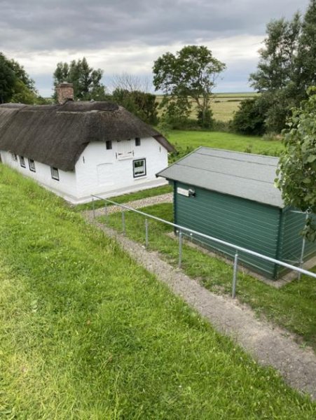 Nordstrand Historische Reetdachkate in idyllischer Deichlage, DHH Haus kaufen