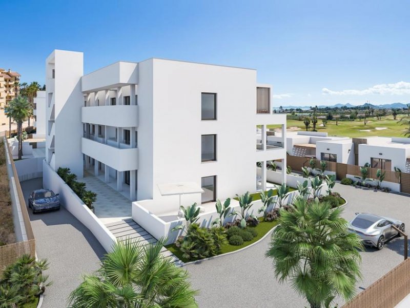 Los Alcázares Appartements mit 2 Schlafzimmern, 2 Bädern, Vorinstallation Klimaanlage, Gemeinschaftspool und Meerblick direkt am Golfplatz La