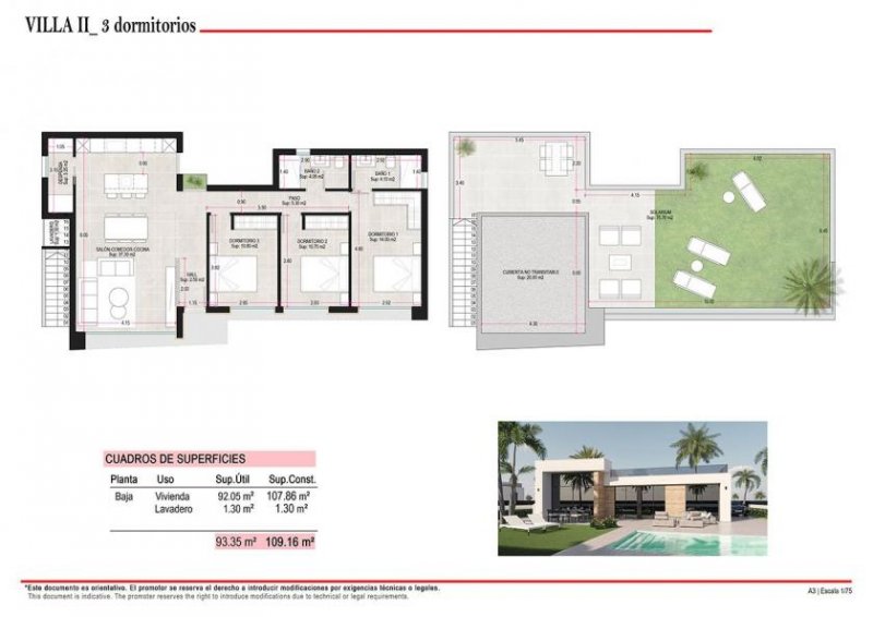 Alhama de Murcia Villen mit 3 Schlafzimmern, 2 Bädern, Dachterrasse, Vorinstallation Klimaanlage und Privatpool im Condado de Alhama Golf Resort