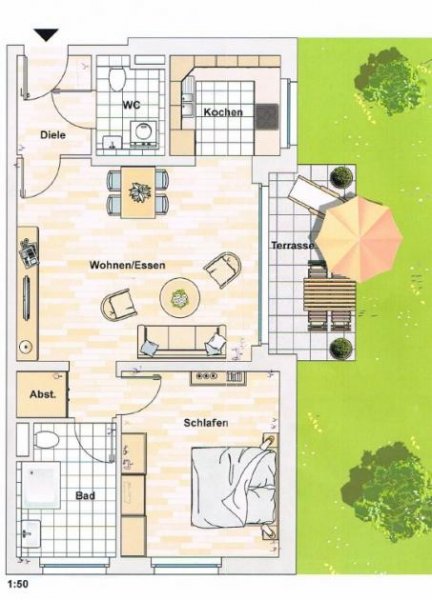 Köln LEER: Neubau von 2011-2012 - helle Wohnung im Innenhof im EG (Lindenthal) Wohnung kaufen