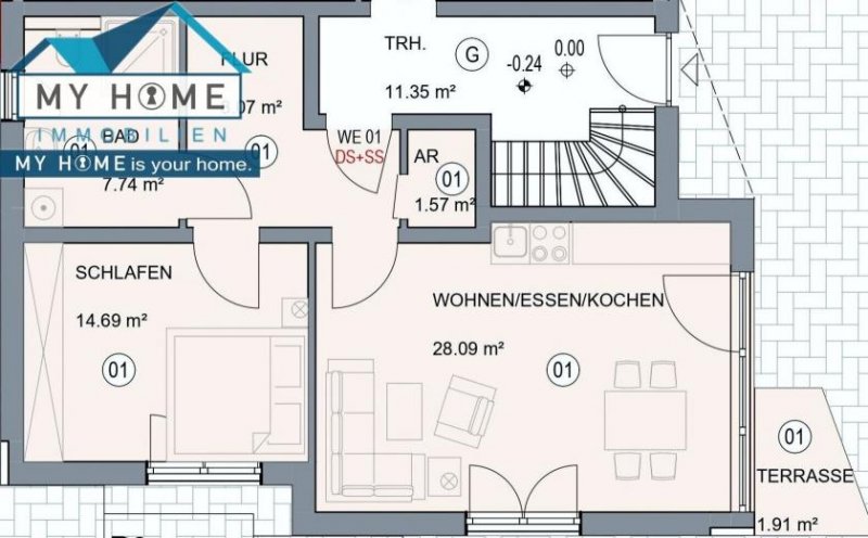 Mertesdorf Gelegenheit * hochw. Terrassenwhg. Neubau Erstbezug, incl. Stellpl. KFW 55 * Provisionsfrei Wohnung kaufen