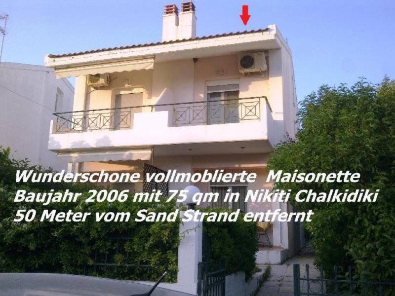 Nikiti Chalkidiki Wunderschöne vollmöblierte Maisonette Baujahr 2006 mit 75 qm in Nikiti Chalkidiki 50 Meter vom Sand Strand entfernt Wohnung