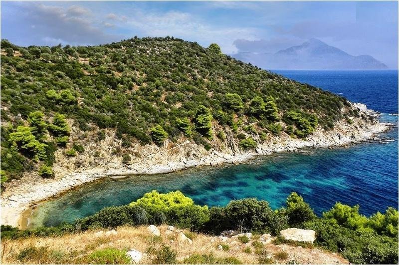 Chalkidiki Einmaliges Grundstück 50.000 qm vor dem Strand mit eigene bucht beim 2 Fuß in Chalkidike Grundstück kaufen