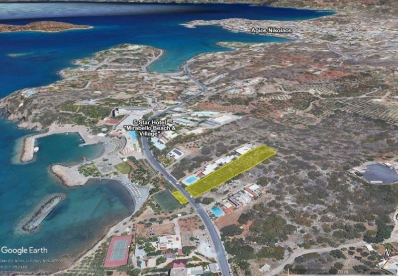 Agios Nikolaos, Lasithi, Kreta Prime Meer Baugrundstück neben großen Hotel und Strand Grundstück kaufen