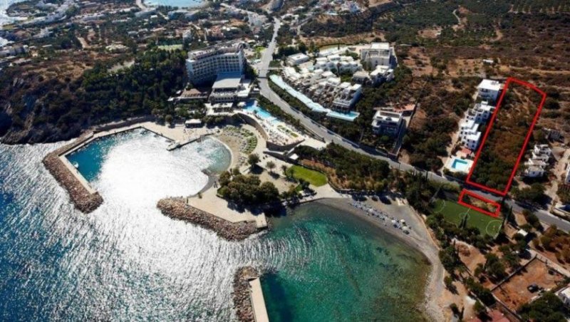 Agios Nikolaos, Lasithi, Kreta Prime Meer Baugrundstück neben großen Hotel und Strand Grundstück kaufen