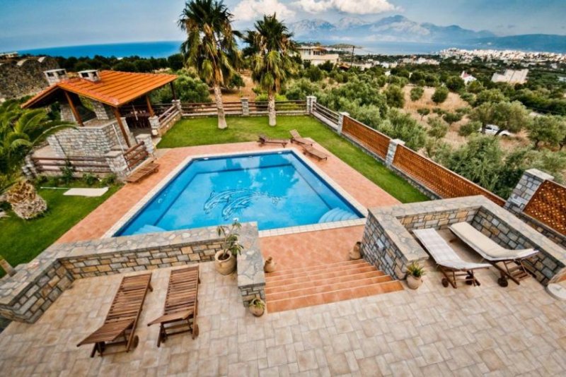 Katsikia, Agios Nikolaos, Lasithi, Kreta Luxuriöse 4-Schlafzimmer-Villa mit Pool, Garten und Meerblick Haus kaufen