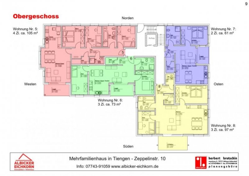 Waldshut-Tiengen 3 Zi. OG mit Balkon ca. 97 m² - Wohnung 12 - Zeppelinstr. 10, 79761 Waldshut-Tiengen - Neubau Wohnung kaufen