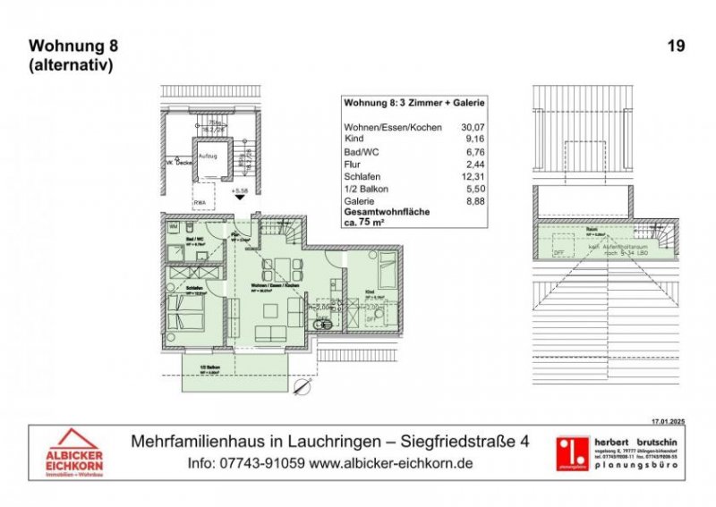 Lauchringen 3 Zi. + Galerie DG mit Balkon ca. 75 m² - Wohnung 8 - Siegfriedstr. 4, 79787 Lauchringen - Neubau Wohnung kaufen