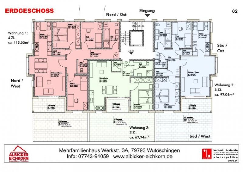 Wutöschingen 2 Zi. EG mit Terrasse ca. 68 m² - Wohnung 2 - Werkstraße 3a, 79793 Wutöschingen - Neubau Wohnung kaufen