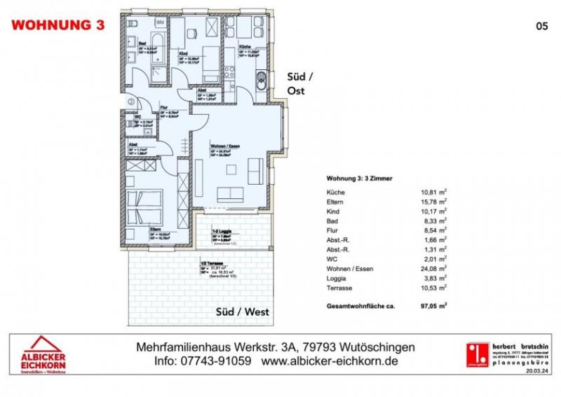 Wutöschingen 3 Zi. EG mit Terrasse ca. 97 m² - Wohnung 3 - Werkstraße 3a, 79793 Wutöschingen - Neubau Wohnung kaufen