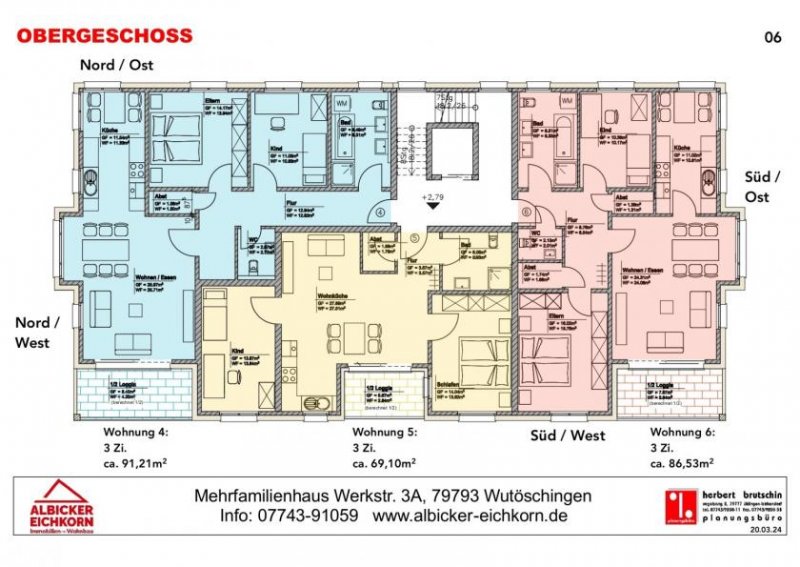 Wutöschingen 3 Zi. OG mit Balkon ca. 91 m² - Wohnung 4 - Werkstraße 3a, 79793 Wutöschingen - Neubau Wohnung kaufen