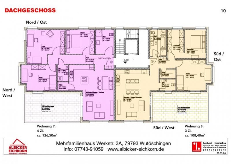 Wutöschingen 4 Zi. DG mit Dachterrasse ca. 126 m² - Wohnung 7 - Werkstraße 3a, 79793 Wutöschingen - Neubau Wohnung kaufen