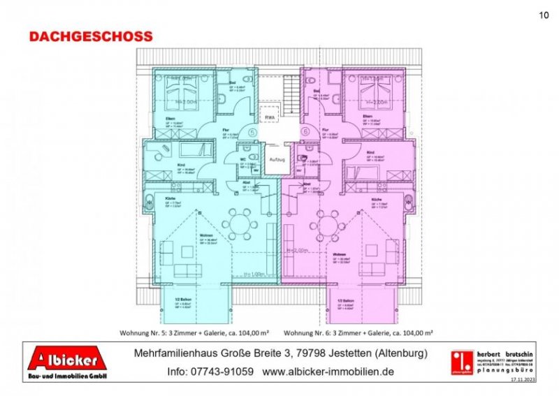 Jestetten 3 Zi. + Galerie DG mit Balkon ca. 104 m² mit Lift, Klimafreundlicher Neubau- Jestetten Altenburg Wohnung kaufen