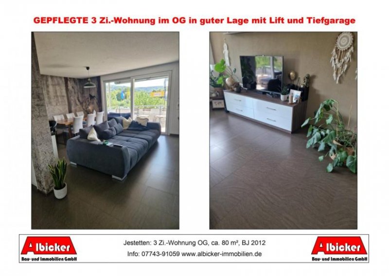 Jestetten 3 Zi.-Wohnung OG mit Balkon, Tiefgarage und Stellplatz, ca. 80 m², BJ 2012 Wohnung kaufen