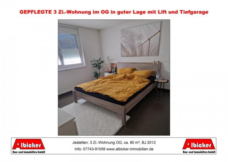 Jestetten 3 Zi.-Wohnung OG mit Balkon, Tiefgarage und Stellplatz, ca. 80 m², BJ 2012 Wohnung kaufen