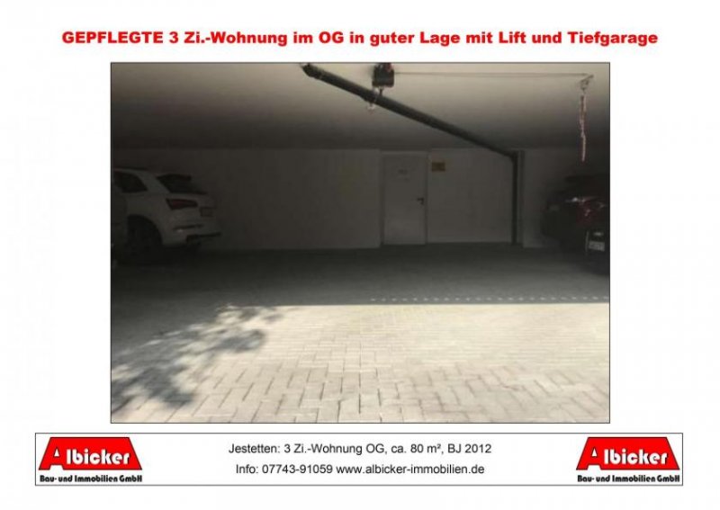 Jestetten 3 Zi.-Wohnung OG mit Balkon, Tiefgarage und Stellplatz, ca. 80 m², BJ 2012 Wohnung kaufen