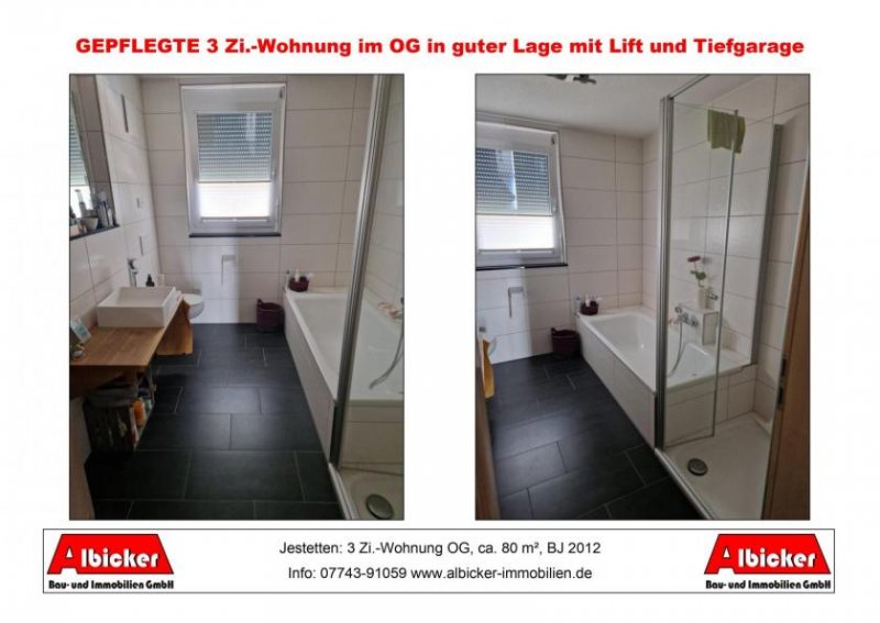 Jestetten 3 Zi.-Wohnung OG mit Balkon, Tiefgarage und Stellplatz, ca. 80 m², BJ 2012 Wohnung kaufen