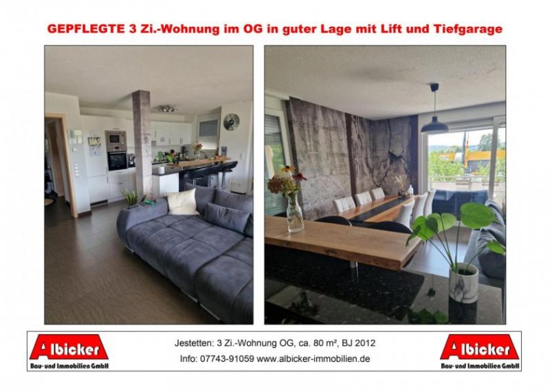 Jestetten 3 Zi.-Wohnung OG mit Balkon, Tiefgarage und Stellplatz, ca. 80 m², BJ 2012 Wohnung kaufen