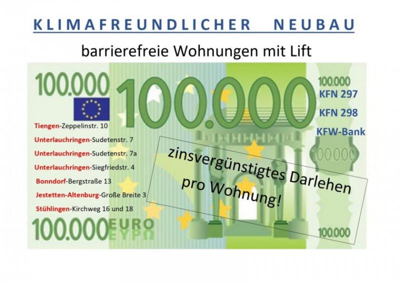 Jestetten 3 Zimmerwohnung OG mit Balkon ca. 86 m² mit Lift, Klimafreundlicher Neubau- Jestetten Altenburg Wohnung kaufen