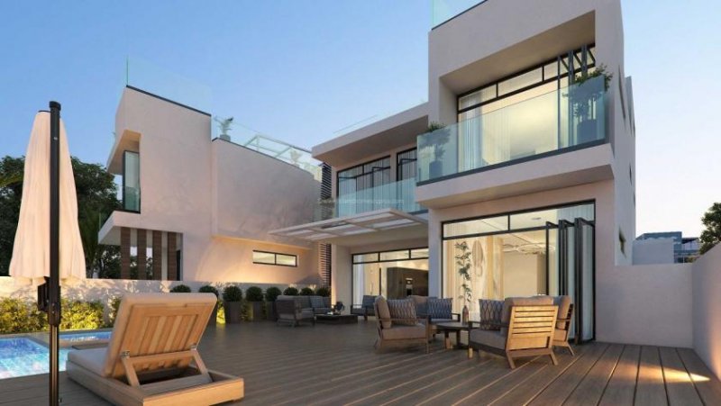 Ayia Napa 4 bedroom, 6 bathroom detached villa on a 588m2 plot with sea front location, elevator, roof garden and jacuzzi in a superb of