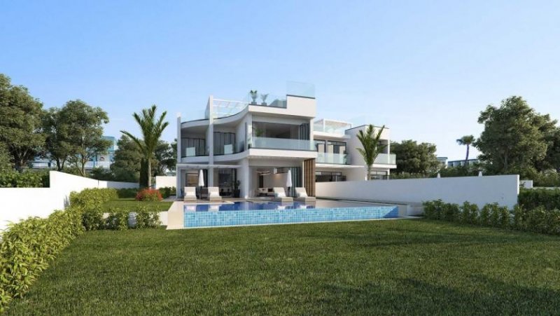 Ayia Napa 4 bedroom, 6 bathroom detached villa on a 588m2 plot with sea front location, elevator, roof garden and jacuzzi in a superb of