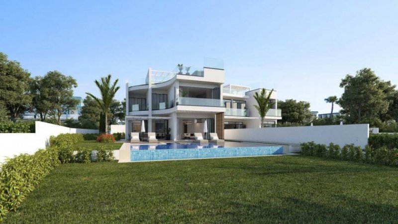 Ayia Napa 4 bedroom, 6 bathroom detached villa on a 834m2 plot with sea front location, elevator, roof garden and jacuzzi in a superb of