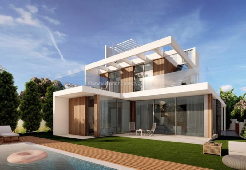 Protaras 4 bedroom, 4 bathroom detached NEW BUILD villa with additional maids quarters, 69m2 roof terrace, on a 718m2 plot, just 4 walk 