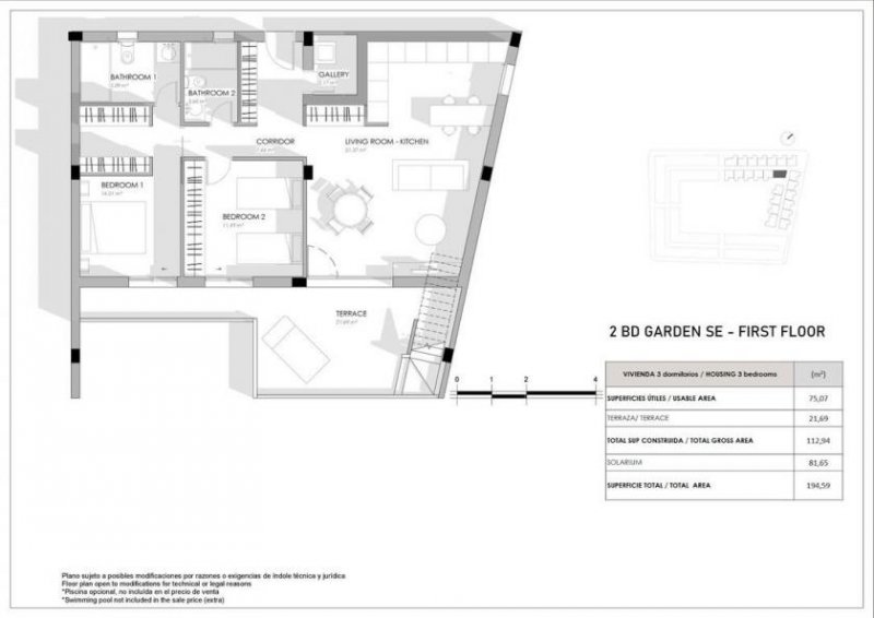 Torrevieja DESIGN-BUNGALOW AM MEER. . Wohnen in einem neu entwickelten Gebiet, nur 250 m vom Meer entfernt. Ausgezeichnete Lage ganz in