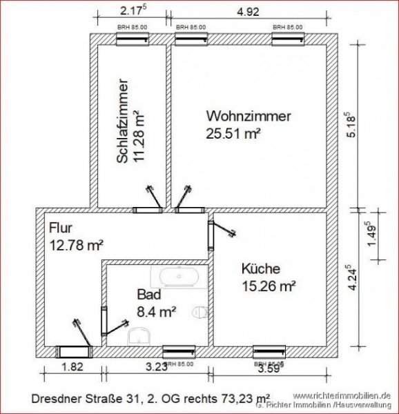 Roßwein 2-Zimmer Etagenwohnung Wohnung mieten