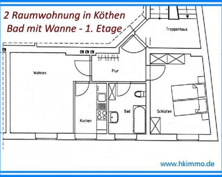 Köthen (Anhalt) praktische 2-Raumwohnung in der 1. Etage Wohnung mieten