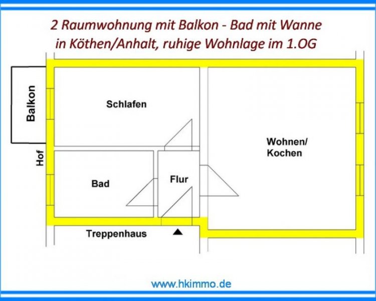 Köthen (Anhalt) Schicke 2 - Raumwohnung mit Balkon in Köthen Wohnung mieten