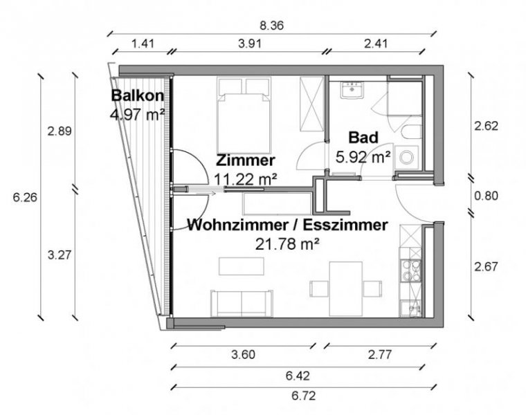 Berlin Helle 2 Zimmer Wohnung mit ca. 41m², EBK, Balkon und Fußbodenheizung in Berlin-Mitte! Wohnung mieten