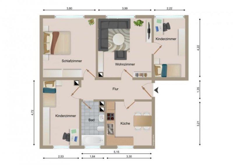 Zella-Mehlis Unrenovierte 4-Raumwohnung im schönen Zella-Mehlis für Heimwerker Wohnung mieten