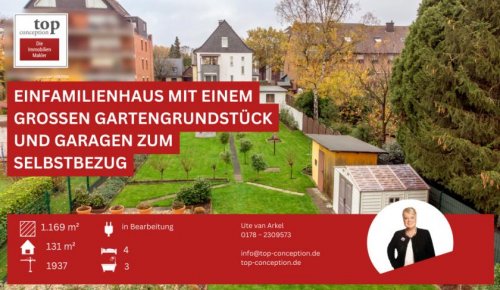 Hilden Immobilien Einfamilienhaus mit einem großen Gartengrundstück und Garagen zum Selbstbezug *provisionsfrei Haus kaufen