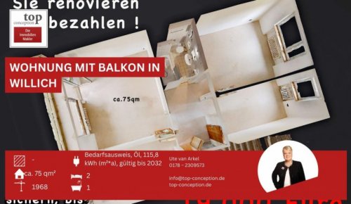 Willich Wohnungen im Erdgeschoss Wohnung mit Balkon, 3 Zimmer, teilweise mit KFZ-Stellplatz, zentrumsnah in Willich *provisionsfrei Wohnung kaufen