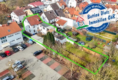 Groß-Zimmern Immobilien DIETZ: 3-Familienhaus + 50 m² Werkstattraum+Büro im EG auf schönem Gartengrundstück in Groß-Zimmern! Haus kaufen