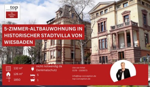 Wiesbaden Teure Wohnungen 5-Zimmer-Altbau-Wohnung in historischer Stadtvilla von Wiesbaden *Provisionsfrei Wohnung kaufen