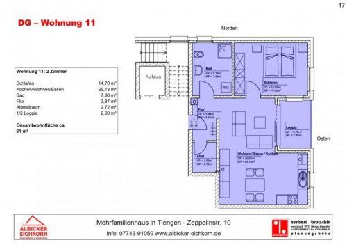 Waldshut-Tiengen Neubau Wohnungen 2 Zi. DG mit Loggia ca. 61 m² - Wohnung 11 - Zeppelinstr. 10, 79761 Waldshut-Tiengen - Neubau Wohnung kaufen