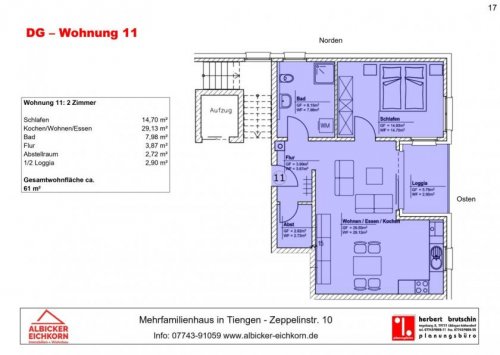 Waldshut-Tiengen Immobilie kostenlos inserieren 2 Zi. DG mit Loggia ca. 61 m² - Wohnung 11 - Zeppelinstr. 10, 79761 Waldshut-Tiengen - Neubau Wohnung kaufen