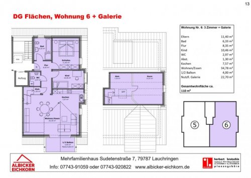 Lauchringen Immobilien Inserate 4 Zi. DG mit Balkon inkl. Galerie ca. 110 m² - Wohnung 6 - Sudetenstr. 7a, 79787 Lauchringen - Neubau Wohnung kaufen