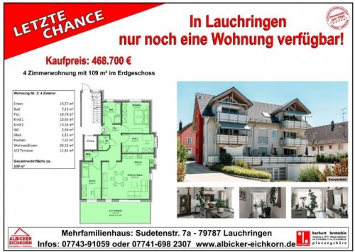 Lauchringen Immobilien 4 Zi. EG mit Terrasse ca. 109 m² - Wohnung 2 - Sudetenstr. 7a, 79787 Lauchringen - Neubau Wohnung kaufen