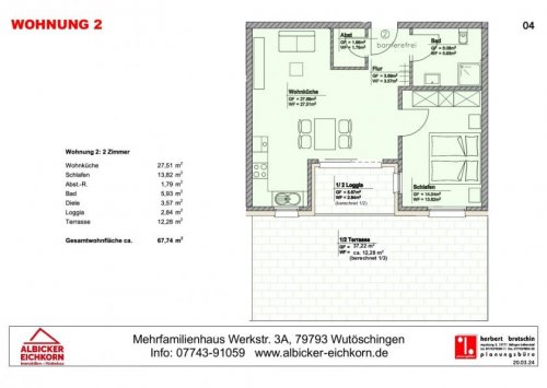 Wutöschingen Immobilien Inserate 2 Zi. EG mit Terrasse ca. 68 m² - Wohnung 2 - Werkstraße 3a, 79793 Wutöschingen - Neubau Wohnung kaufen