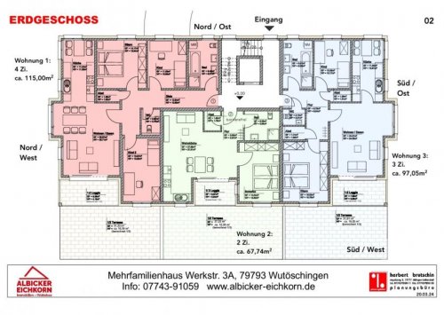 Wutöschingen Immobilien Inserate 3 Zi. EG mit Terrasse ca. 97 m² - Wohnung 3 - Werkstraße 3a, 79793 Wutöschingen - Neubau Wohnung kaufen