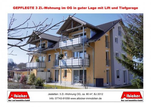 Jestetten Immobilien 3 Zi.-Wohnung OG mit Balkon, Tiefgarage und Stellplatz, ca. 80 m², BJ 2012 Wohnung kaufen